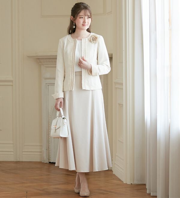 alotta（アロッタ）の「入学式卒業式に！フリンジ使いツイードノーカラージャケット＜Ｍ～５Ｌ＞（ノーカラージャケット）」｜詳細画像