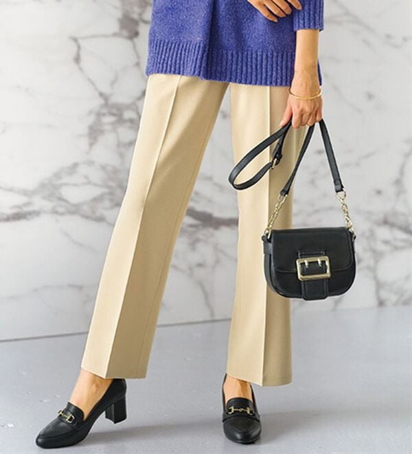 BELLUNA（ベルーナ）の「ジョーゼット素材フレアーパンツ（フルレングスパンツ）」｜詳細画像