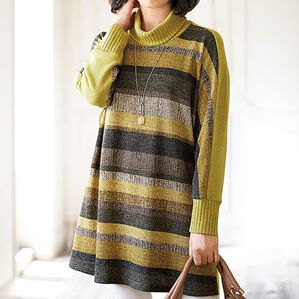 BELLUNA（ベルーナ）の「ボーダー編地調プリントドルマンチュニック（チュニック）」｜詳細画像