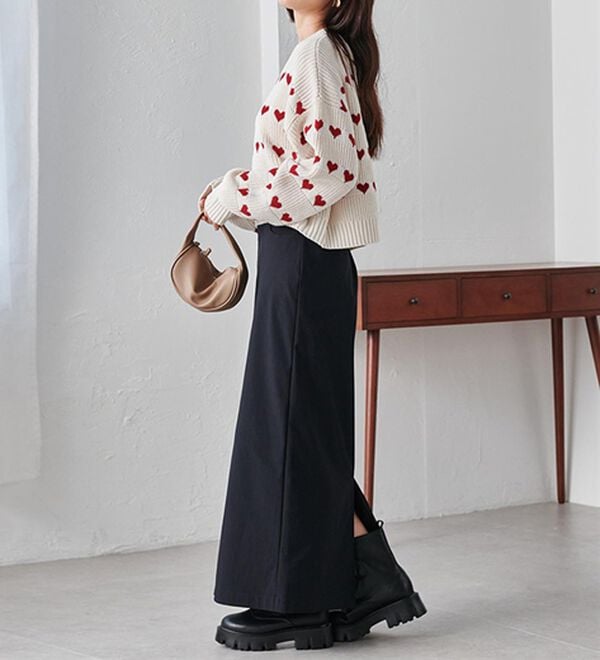 RANAN（ラナン）の「ハートライン柄ニットプルオーバー（ニット・セーター）」｜詳細画像