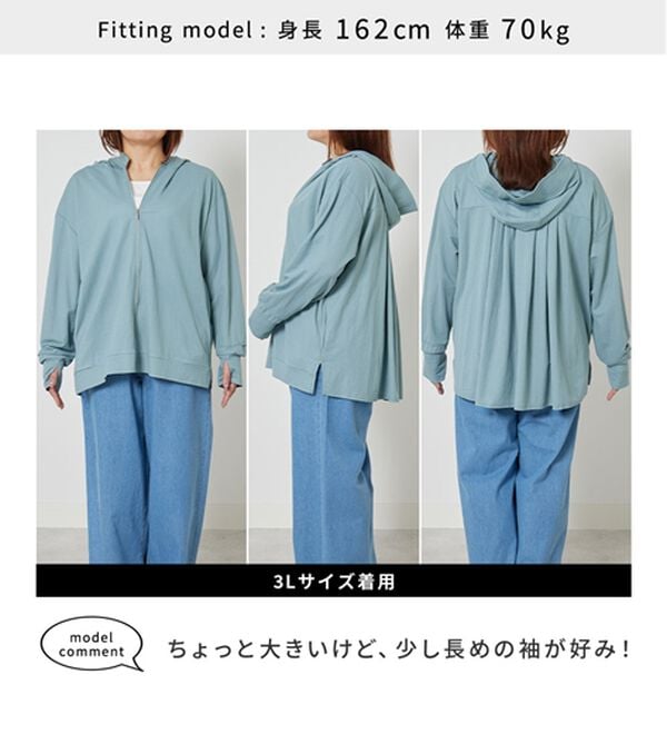 BELLUNA（ベルーナ）の「【接触冷感】絶対に焼けたくない！後プリーツＵＶパーカー（パーカー）」｜詳細画像