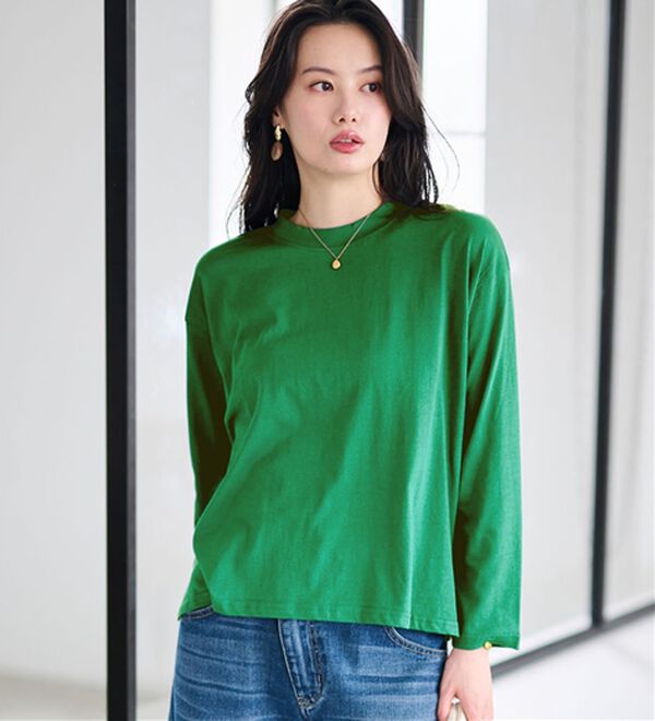 RANAN（ラナン）の「【選べる袖丈】＜BC＞綿100％プチハイネックＴシャツ（カットソー）」｜詳細画像