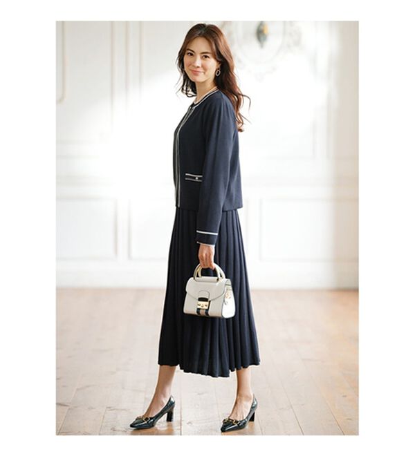 BELLUNA（ベルーナ）の「配色使いニットジャケットワンピースアンサンブル（アンサンブル）」｜詳細画像