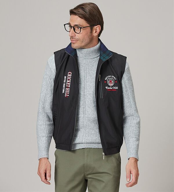 「ブランドデザイン裏フリースベスト（メンズベスト）」｜詳細画像