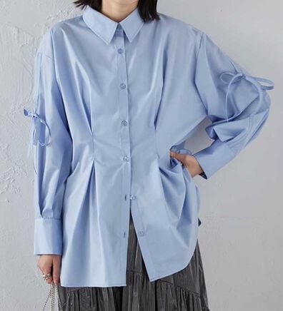 RANAN（ラナン）の「ウエストタック袖リボンシャツ（シャツ）」