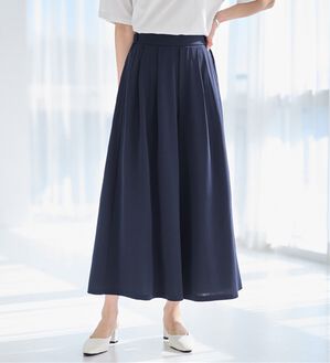 alotta（アロッタ）の「【選べる２丈】上品ドレープパンツ（ワイドパンツ・ガウチョ）」｜ネイビー／レギュラー丈
