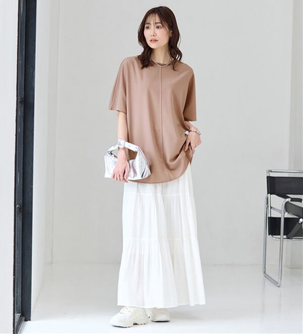 BELLUNA（ベルーナ）の「Ｔシャツ感覚なのにきちんとブラウス見え！カットジョーゼット半袖プルオーバー（カットソー）」｜詳細画像