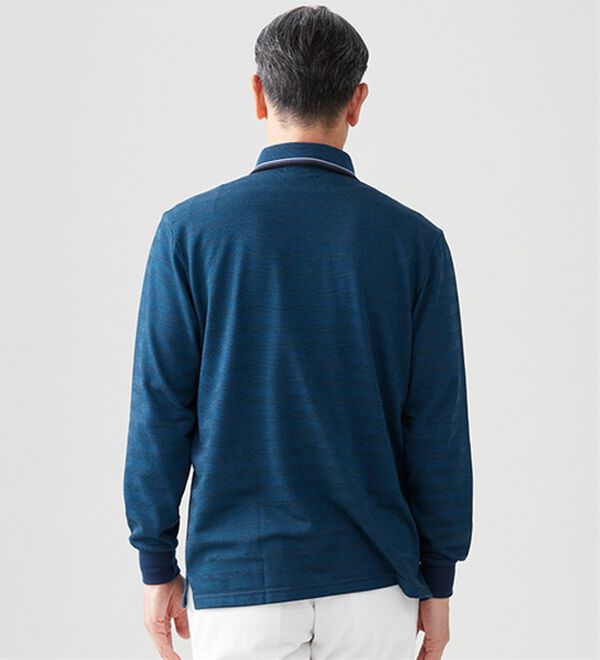 「＜カルビア＞柄違いが嬉しい裏起毛ポロシャツ（メンズシャツ）」｜詳細画像