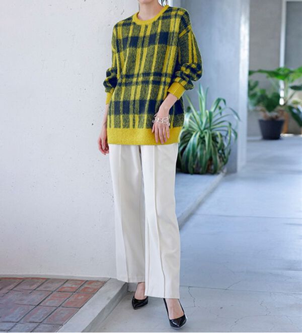 RANAN（ラナン）の「チェック柄ふんわり起毛ニット（チュニック）」｜詳細画像
