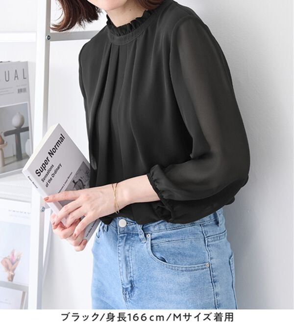 Viola e Viola（ヴィオラ エ ヴィオラ）の「フリル衿シフォンタックブラウス（ブラウス）」｜詳細画像