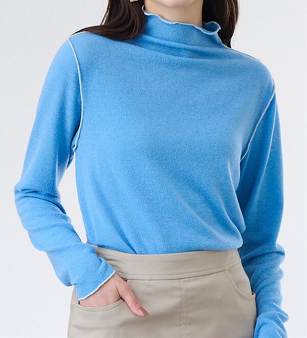 RANAN（ラナン）の「前後２ＷＡＹ！メロウ使いニットソーフリルプルオーバー（カットソー）」｜ブルー