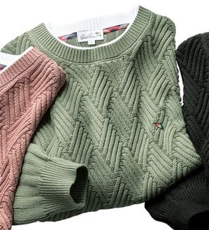「＜アーノルド　パーマー＞綿１００％立体編レイヤードセーター（メンズニット・セーター）」｜セージ