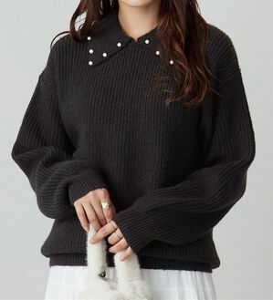 alotta（アロッタ）の「もっちりタッチ衿付きニットトップス（ニット・セーター）」｜詳細画像