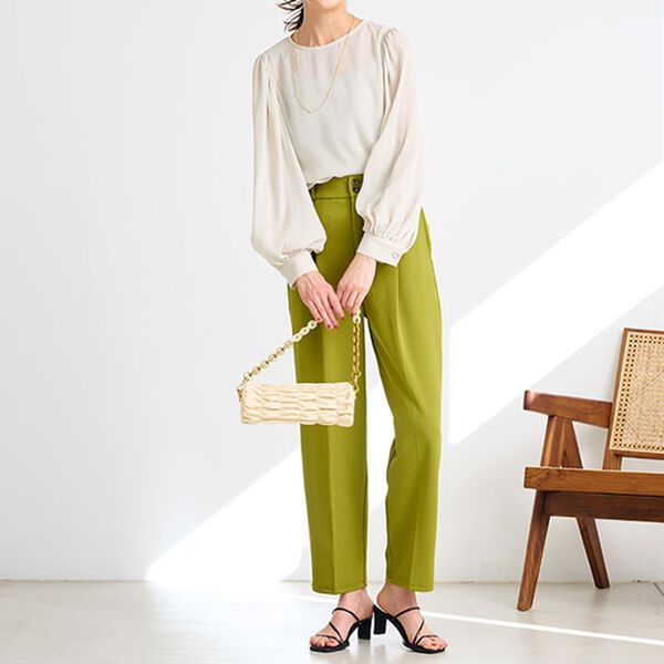 RANAN（ラナン）の「美脚カットジョーゼットタックパンツ（フルレングスパンツ）」｜詳細画像