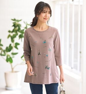 BELLUNA（ベルーナ）の「ストーン使いデコラチュニック（チュニック）」｜ローズグレー