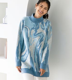 BELLUNA（ベルーナ）の「配色マーブル柄ジャカードニットチュニック（チュニック）」｜詳細画像