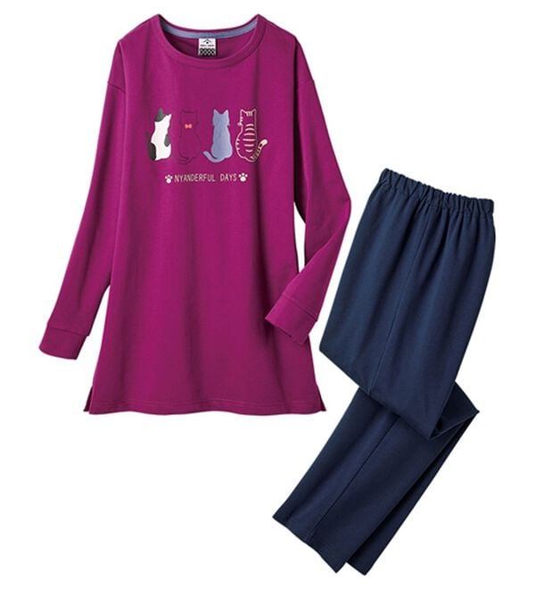 ルフラン（ルフラン）の「【２着組】＜倉敷ねこ倶楽部＞綿混裏毛パジャマ（パジャマ・ルームウェア）」｜詳細画像