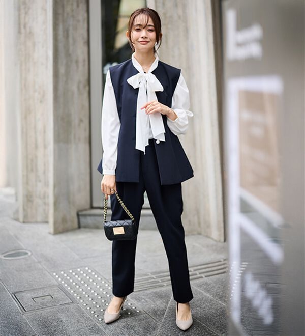 RANAN（ラナン）の「【２点セット】防シワ！ペプラムベストセットアップ（パンツスーツ）」｜詳細画像