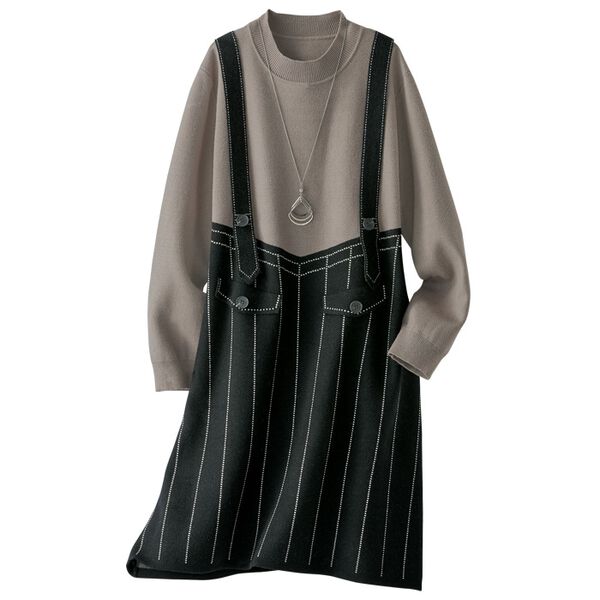 BELLUNA（ベルーナ）の「重ね着風ジャカードニットチュニック（チュニック）」｜詳細画像