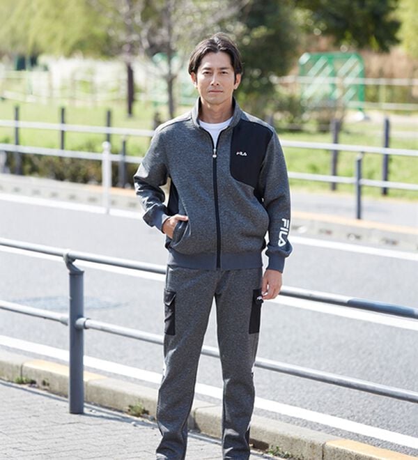 「＜フィラ＞裏ブロックフリース杢調アクティブスーツ（メンズスポーツウェア（トップス））」｜詳細画像