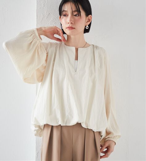 美品HEVE へイヴ Heve タフタバルーンブラウス アイボリー 美品