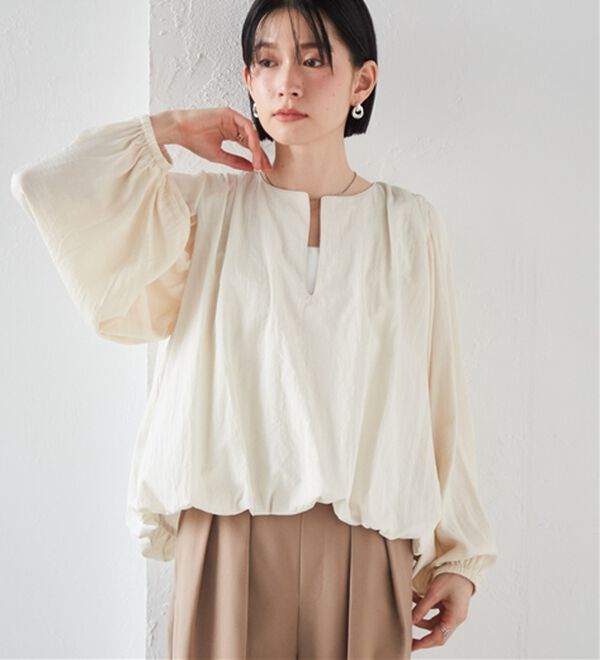 RANAN（ラナン）の「2WAYギャザーバルーンブラウス（ブラウス）」｜アイボリー