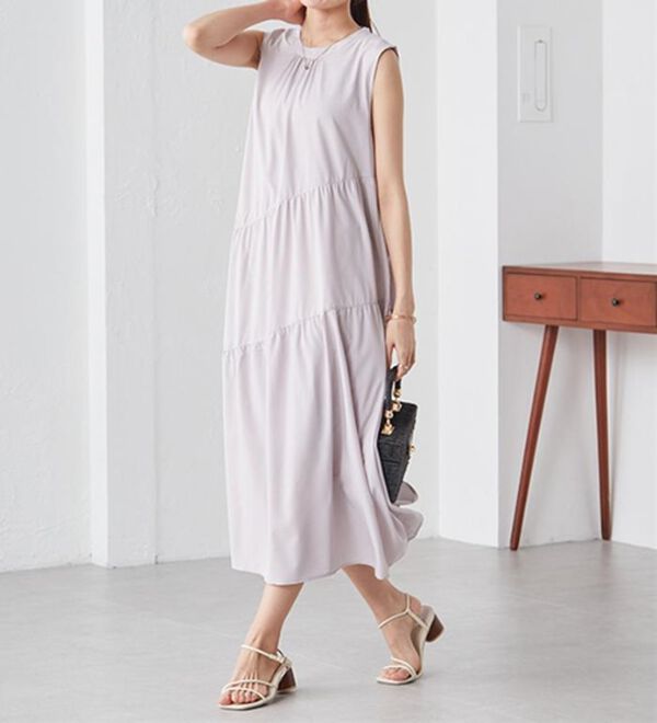 RANAN（ラナン）の「ひんやり裏地付！ななめティアードワンピ（その他ワンピース）」｜詳細画像