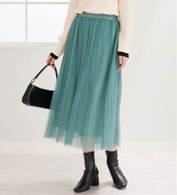 BELLUNA（ベルーナ）の「チュール素材プリーツスカート（ロングスカート）」｜詳細画像