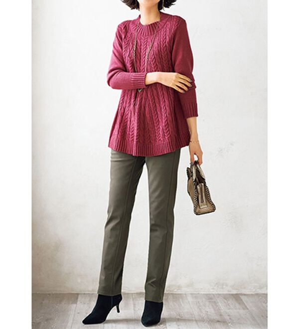 BELLUNA（ベルーナ）の「蓄熱中わたで暖か！すっきり細見えパンツ（フルレングスパンツ）」｜詳細画像