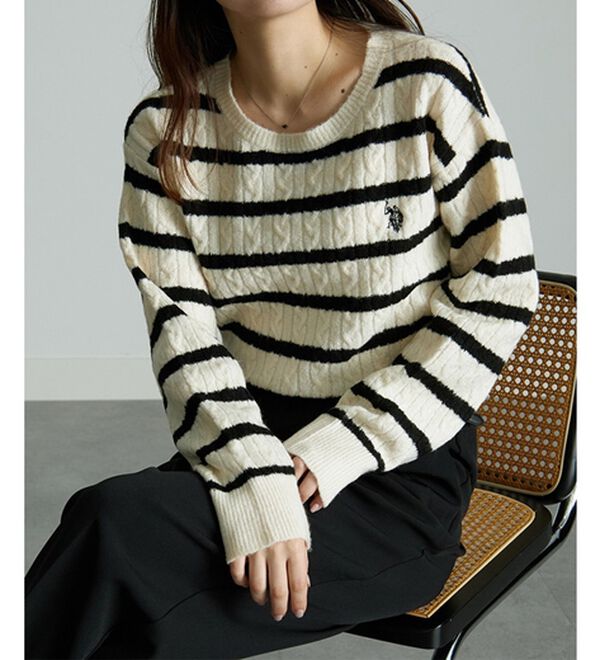RANAN（ラナン）の「＜U.S.POLO ASSN.ユーエスポロアッスン＞ ワンポイントケーブルニット（ニット・セーター）」｜詳細画像