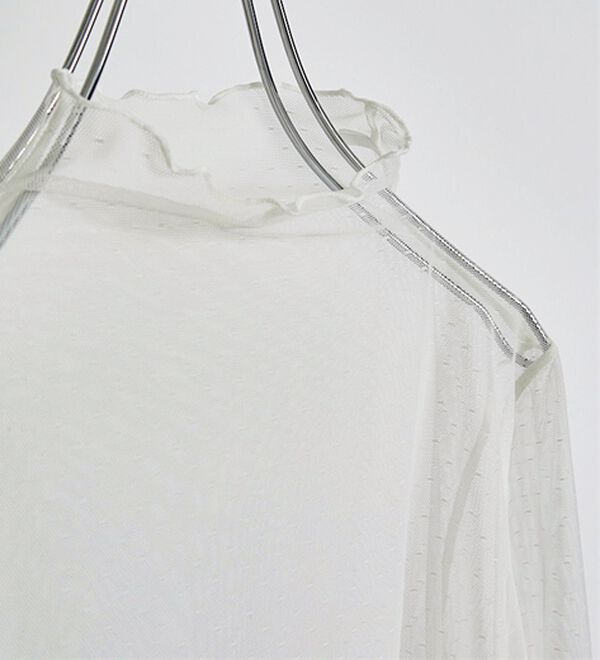 BELLUNA（ベルーナ）の「【低身長さん向け】ドット柄チュールインナー（カットソー）」｜詳細画像