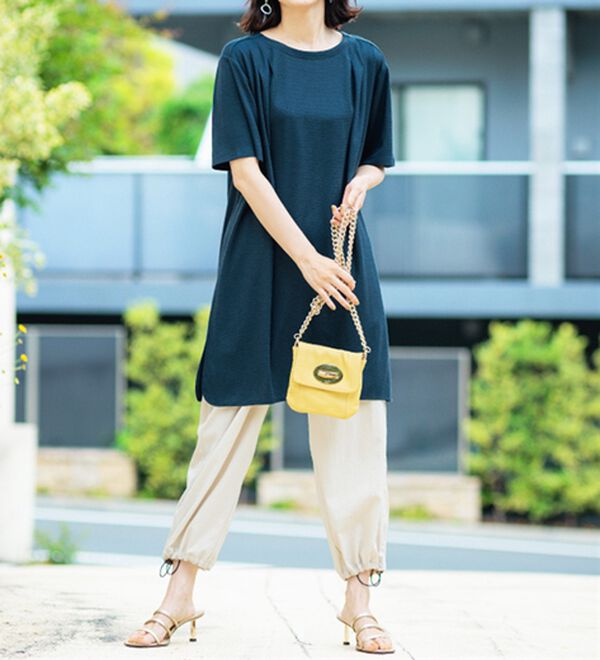 BELLUNA（ベルーナ）の「【接触冷感】かのこ素材タックデザインチュニックワンピース（その他ワンピース）」｜詳細画像