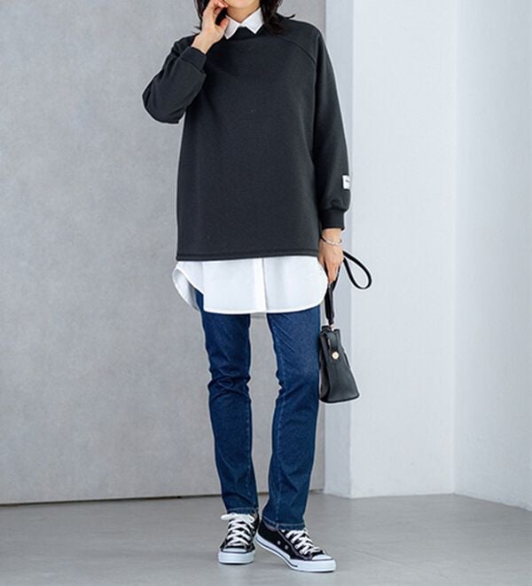 BELLUNA（ベルーナ）の「【選べる裏側】ぐん伸びニットデニムパンツ（フルレングスパンツ）」｜詳細画像