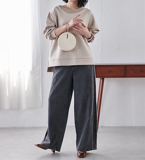 RANAN（ラナン）の「＜ＨＳ＞編立衿ポイントきれいめスウェット（カットソー）」｜詳細画像