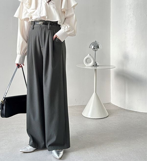 GeeRA（ジーラ）の「着心地抜群！ハイウエストダブルタックワイドパンツ（フルレングスパンツ）」｜詳細画像