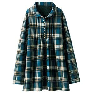 BELLUNA（ベルーナ）の「パチパチしにくい！裏ファー素材オーバーブラウス（ブラウス）」｜ターコイズ系