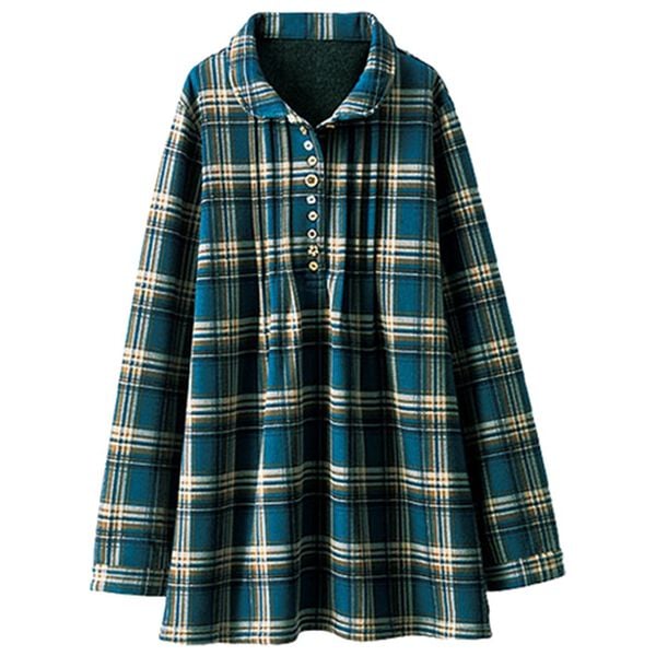 BELLUNA（ベルーナ）の「パチパチしにくい！裏ファー素材オーバーブラウス（ブラウス）」｜ターコイズ系