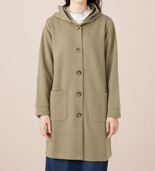 BELLUNA（ベルーナ）の「ボーダージャカード素材フードカーディガン（その他ジャケット）」｜詳細画像