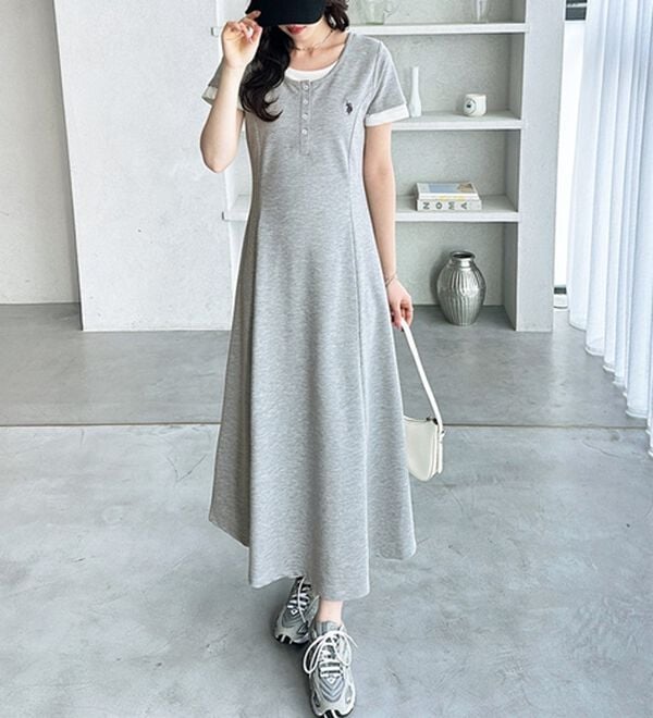 GeeRA（ジーラ）の「【ＵＳ．ＰＯＬＯ．ＡＳＳＮ】レイヤード風ヘンリーネック半袖ワンピース（カットソーワンピース）」｜詳細画像