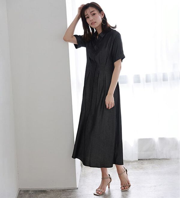 Pierrot（ピエロ）の「上品見えウエストタックシャツワンピース（カットソーワンピース）」｜詳細画像