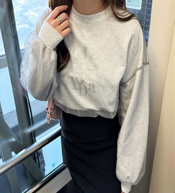 GeeRA（ジーラ）の「チュールカバー箔プリントスウェット（トレーナー・スウェット）」｜詳細画像