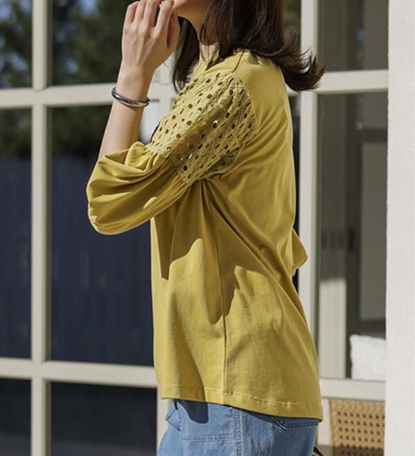 BELLUNA（ベルーナ）の「ボリューム袖レース切替プルオーバー（カットソー）」｜詳細画像