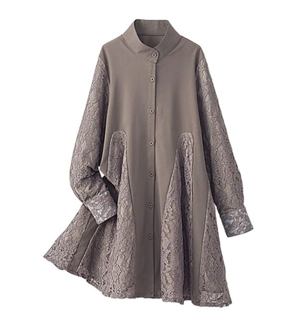 BELLUNA（ベルーナ）の「レース切り替えフレアチュニック（フルレングスパンツ）」｜詳細画像