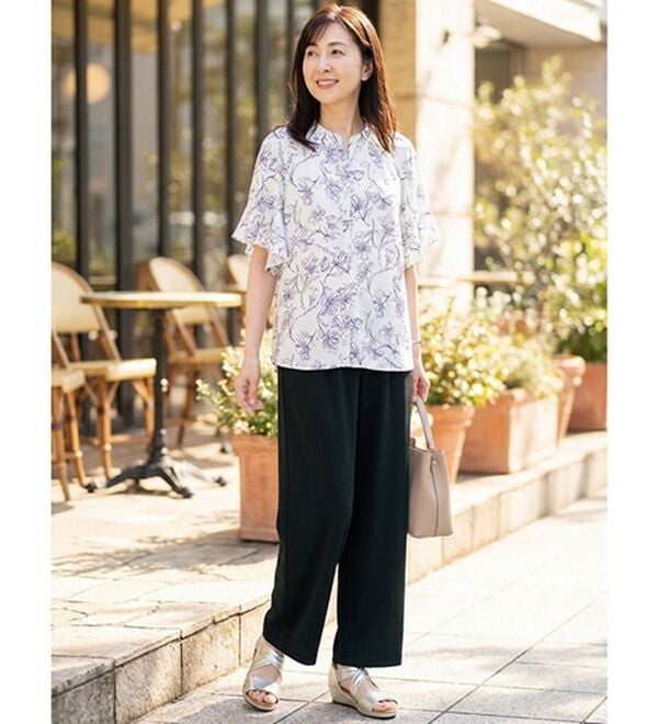 ルフラン（ルフラン）の「【３本組】爽やか素材ドレープパンツ＜フローレル＞（フルレングスパンツ）」｜詳細画像