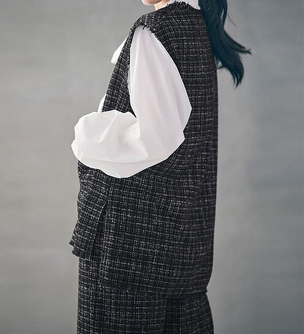 RANAN（ラナン）の「深Ｖツイードベスト（チュニック）」｜詳細画像