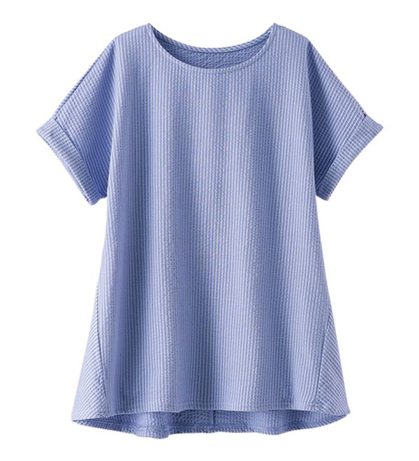 BELLUNA（ベルーナ）の「ニットサッカー素材ペプラムプルオーバー（カットソー）」｜詳細画像