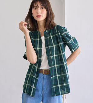 BELLUNA（ベルーナ）の「綿１００％バンドカラーシャツブラウス（ブラウス）」｜詳細画像