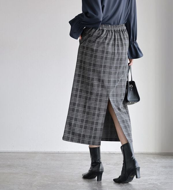 Pierrot（ピエロ）の「丈と柄が選べるカシミヤタッチＩラインスカート（ロングスカート）」｜詳細画像