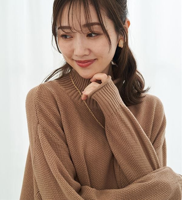 BELLUNA（ベルーナ）の「肌と仲良くなれる鹿のこ編ウォッシャブルニット（ニット・セーター）」｜詳細画像
