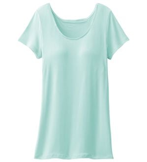 LAVIENNE（ラヴィエンヌ）の「【吸汗速乾】＜さらりラボ＞カップ付半袖インナー（ブラトップ・カップ付きインナー）」｜ミント